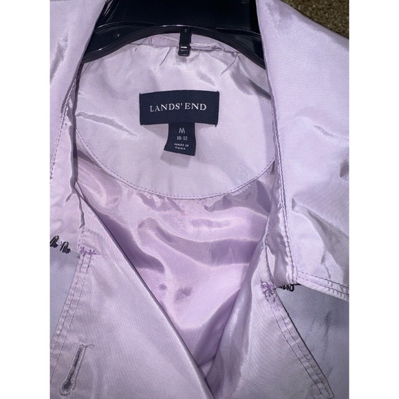 Lands End Women's Sz Medium 10-12 Purple Lightweight Trench Double Breasted - Picture 3 of 8